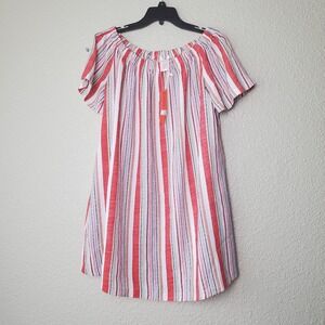 Nwt Esley Womens Multicolor Striped Short Dress Loose Sz M Pockets Short Sleeve